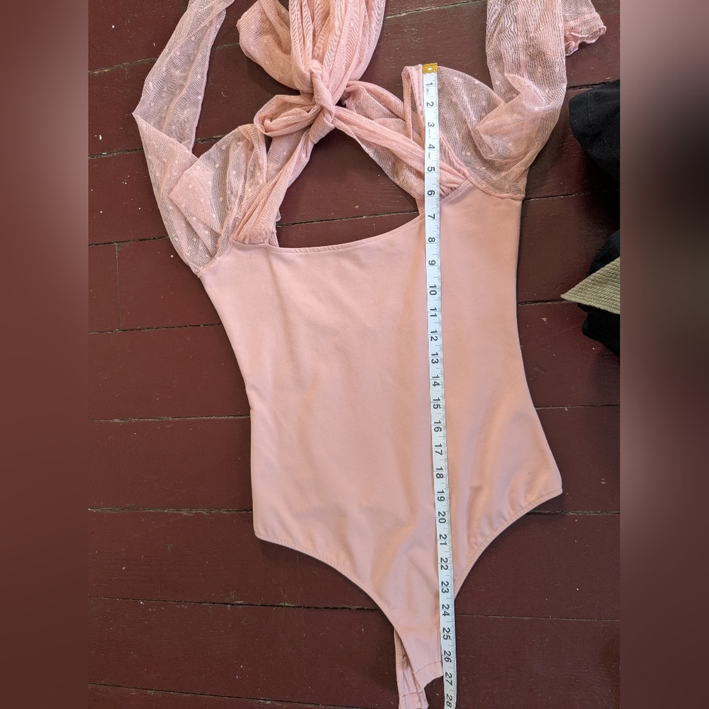 NWOT Free People Intimately Tongue Tied Bodysuit Long sleeve Blush Rose Pink S - Picture 14 of 14